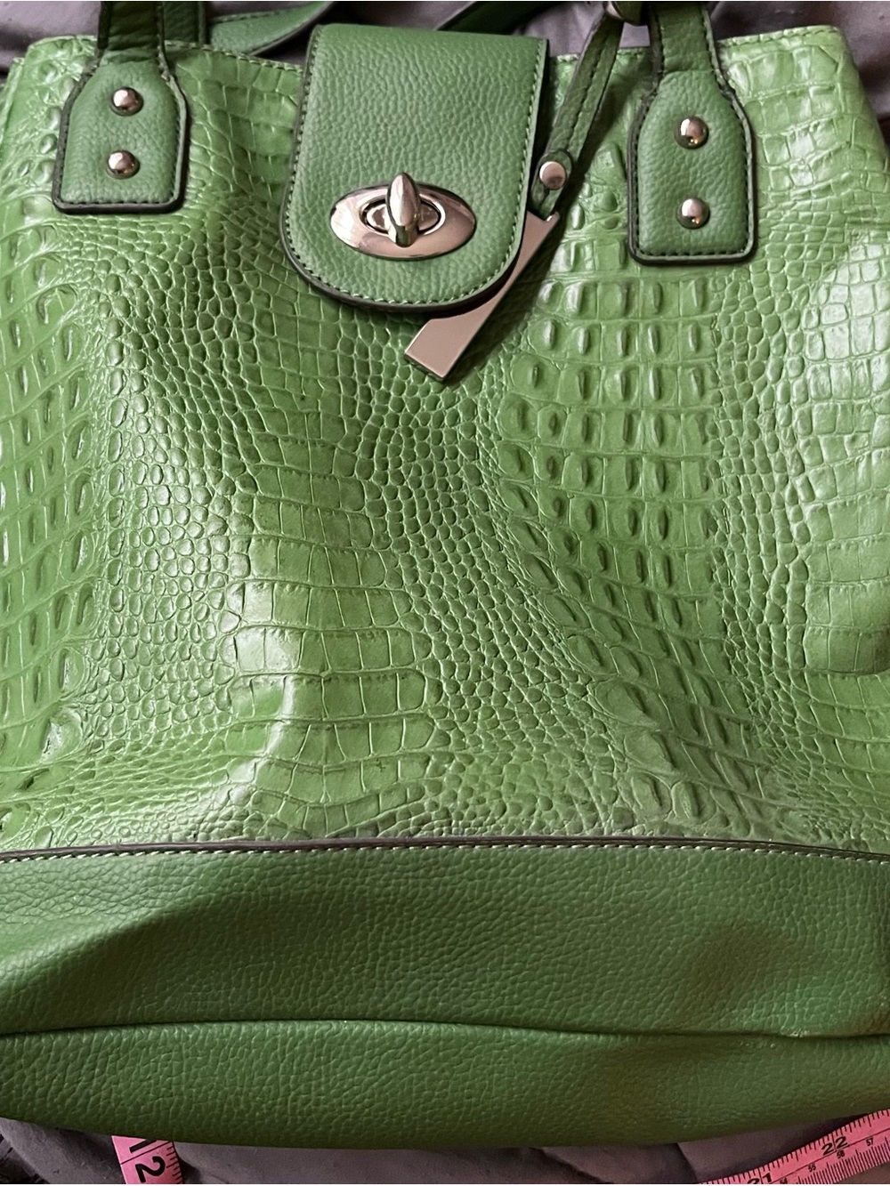 Franco Sarto Lime Green Croc-Embossed Tote